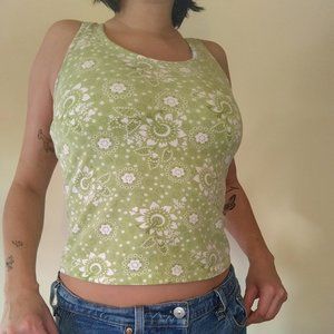 Fiedgbar green floral tank top